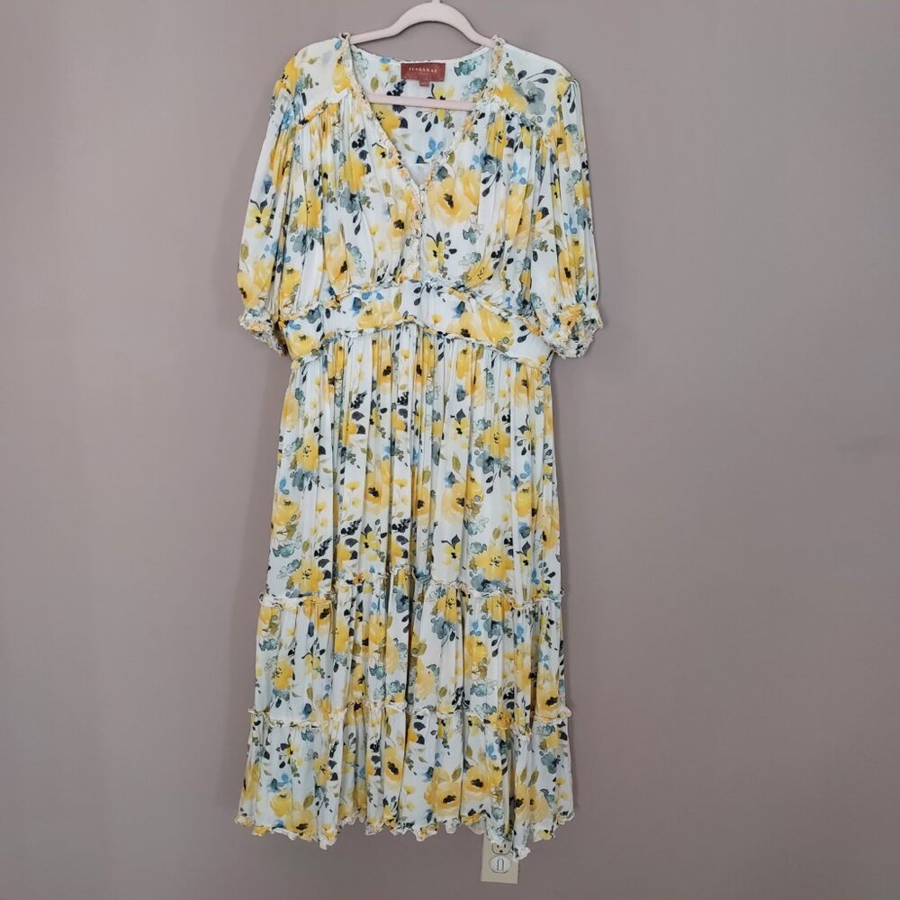 Jessakae Collection Queen’s  Croquet Yellow Floral Maxi Dress Size 3XL. NWOT - Picture 8 of 16